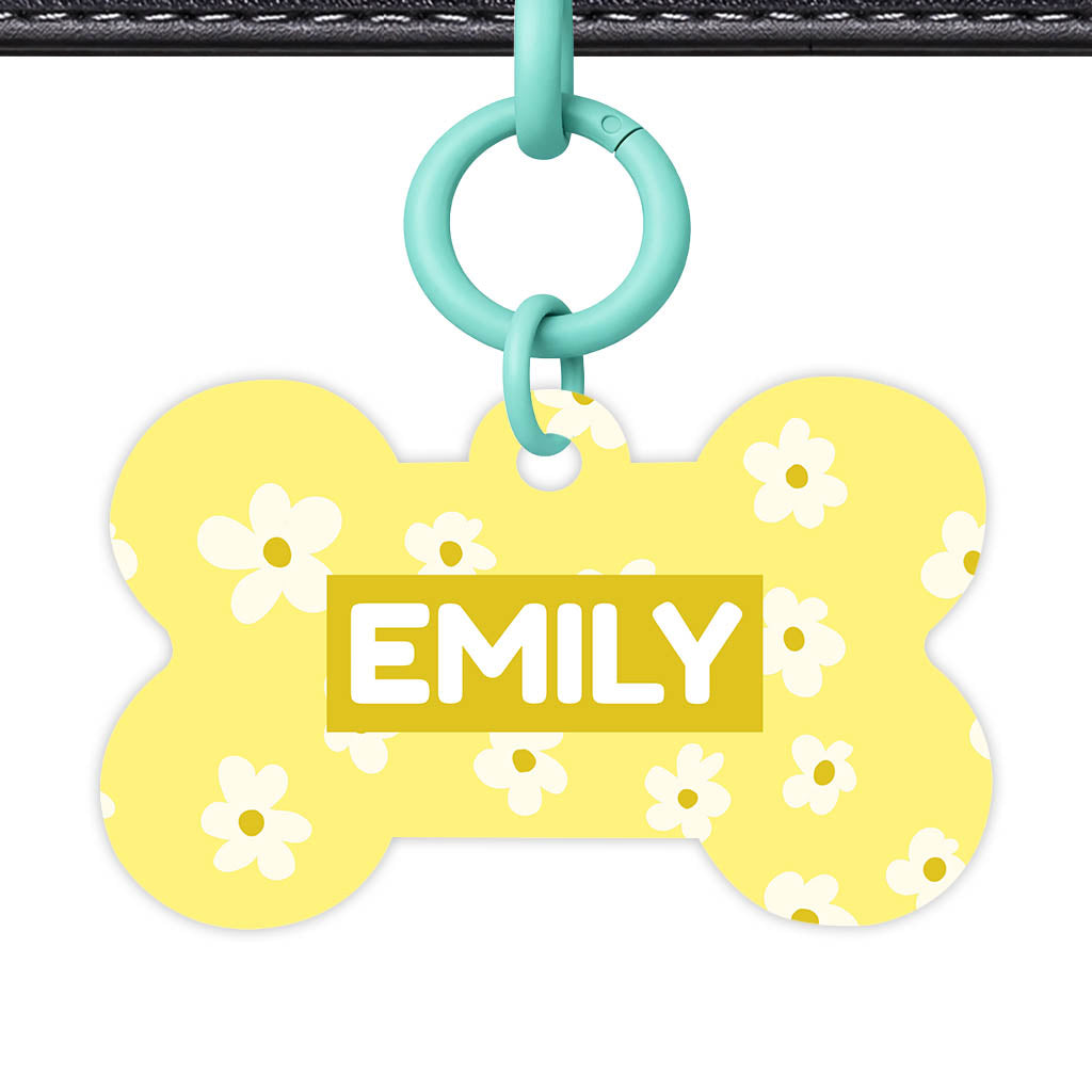 Daisies Yellow QR Smart Pet Id Tag Tag (Dog Tag & Cat Tag)