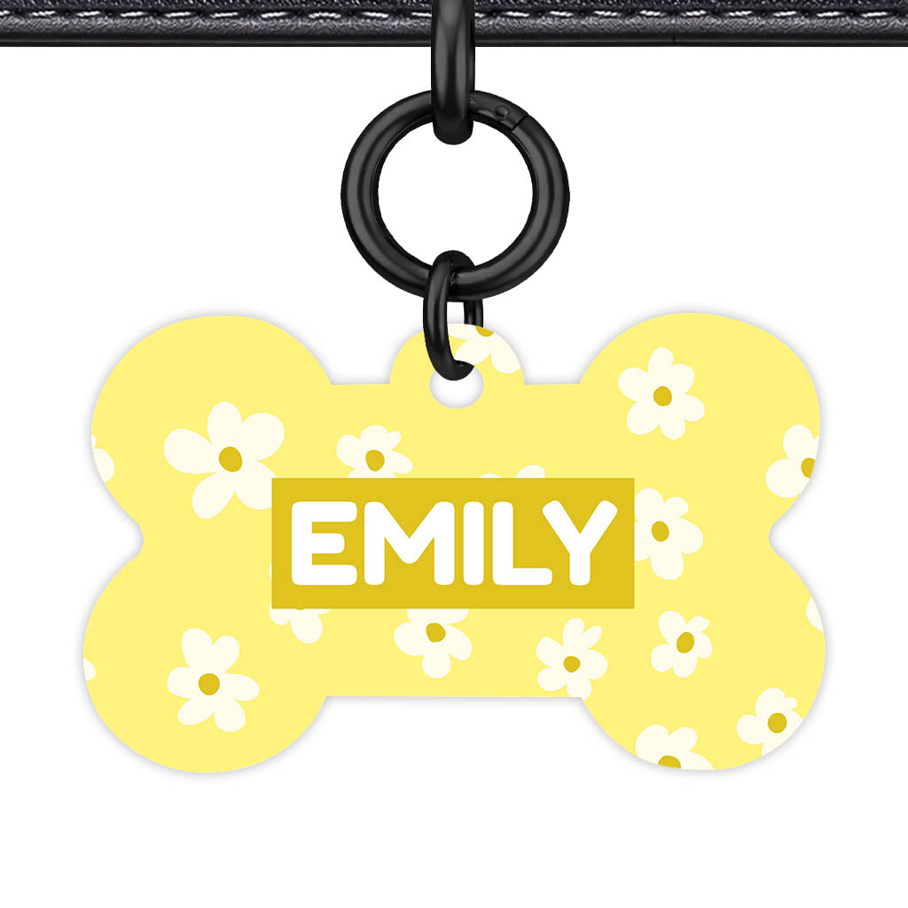 Daisies Yellow QR Smart Pet Id Tag Tag (Dog Tag & Cat Tag)