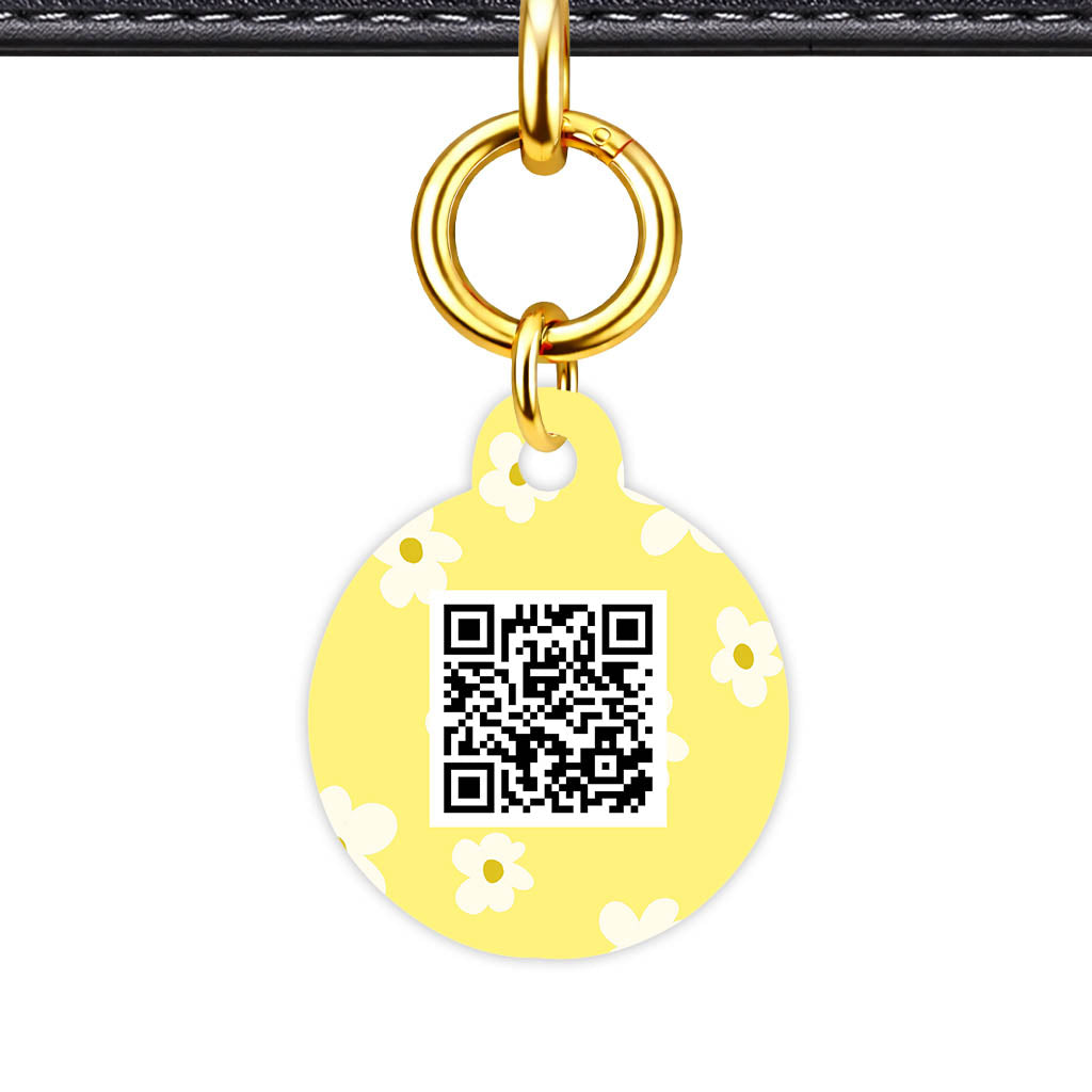 Daisies Yellow QR Smart Pet Id Tag Tag (Dog Tag & Cat Tag)