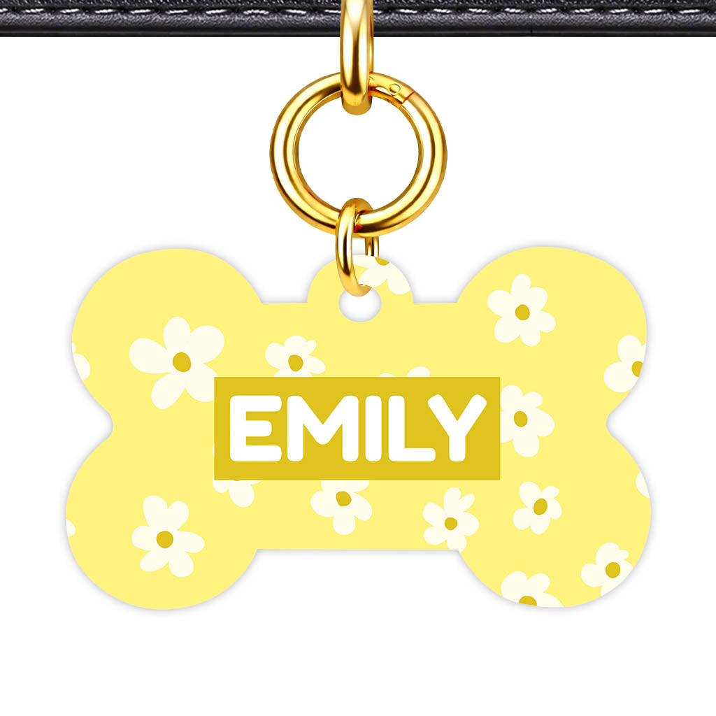 Daisies Yellow QR Smart Pet Id Tag Tag (Dog Tag & Cat Tag)