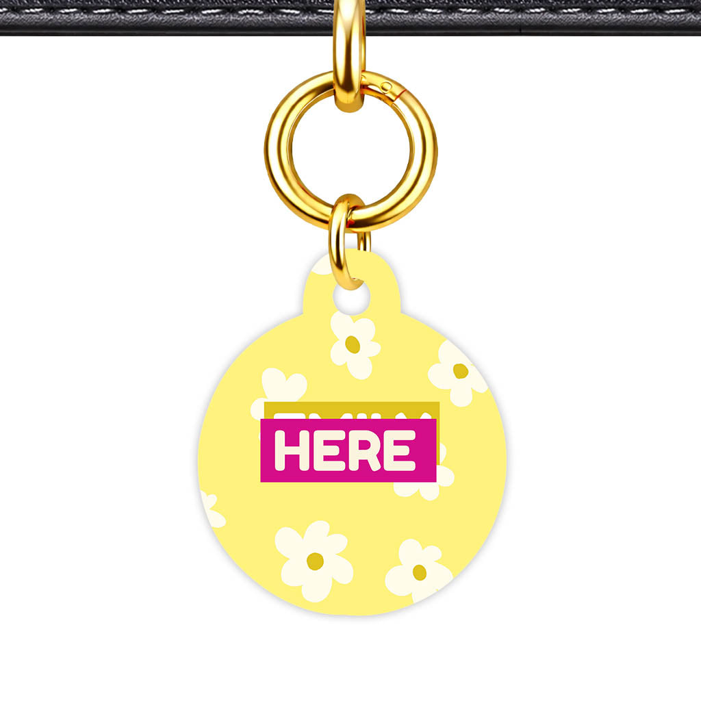 Daisies Yellow QR Smart Pet Id Tag Tag (Dog Tag & Cat Tag)
