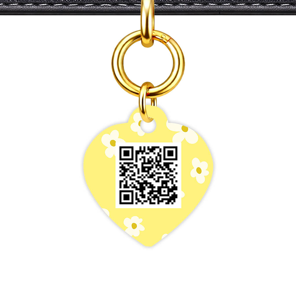 Daisies Yellow QR Smart Pet Id Tag Tag (Dog Tag & Cat Tag)