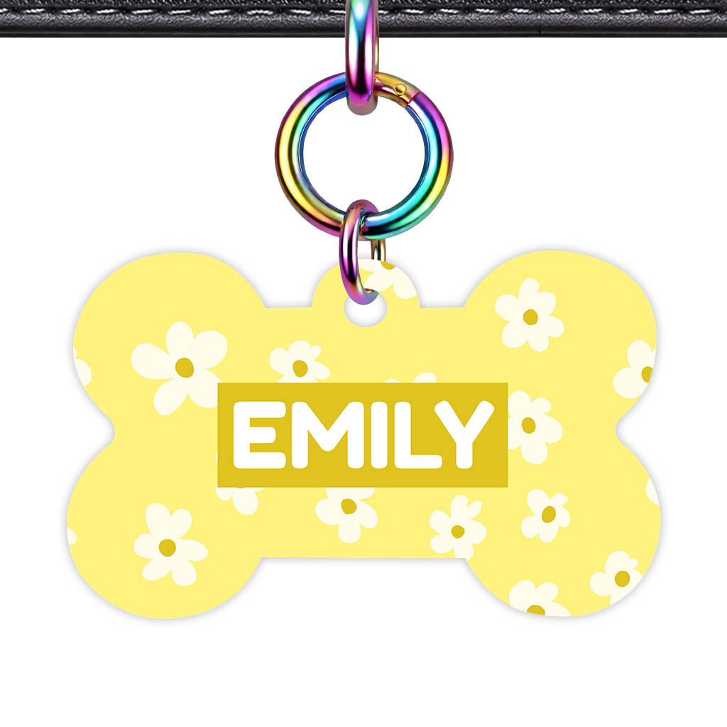 Daisies Yellow QR Smart Pet Id Tag Tag (Dog Tag & Cat Tag)