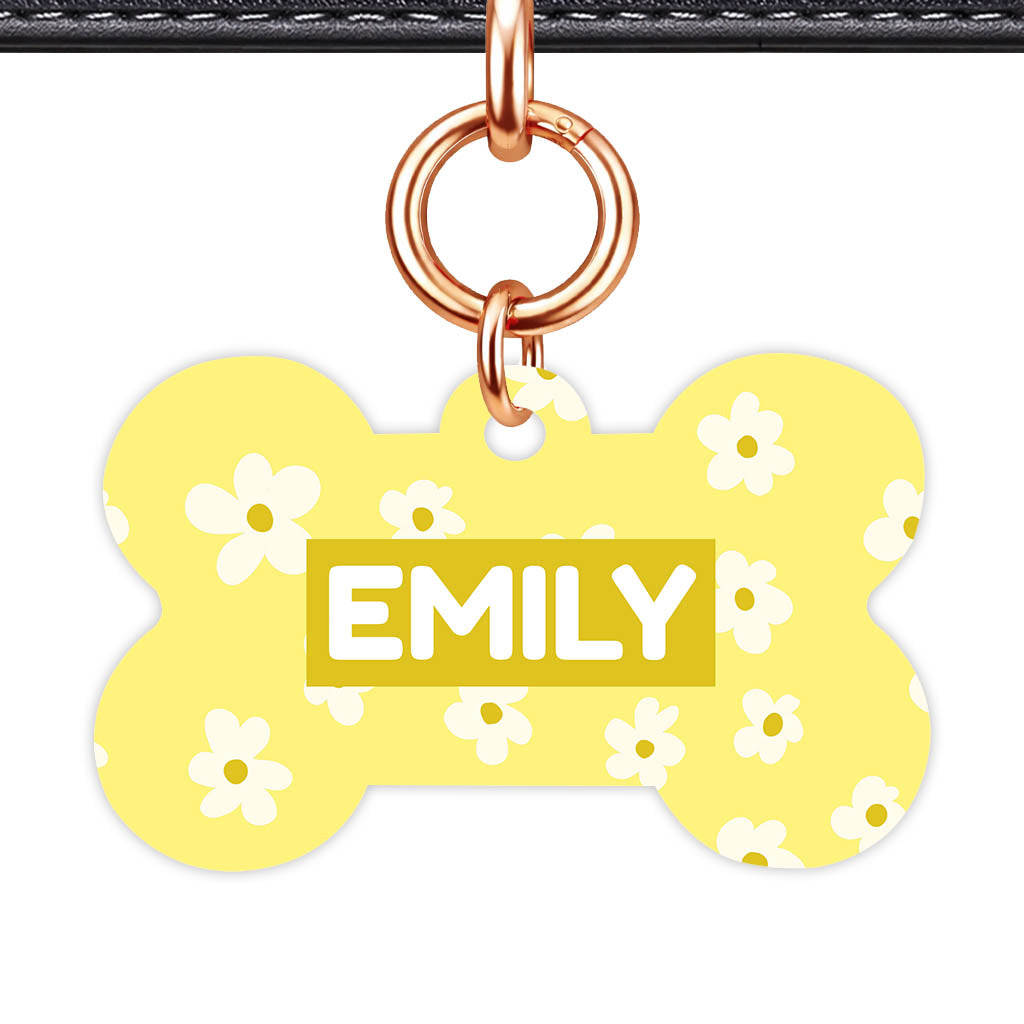 Daisies Yellow QR Smart Pet Id Tag Tag (Dog Tag & Cat Tag)