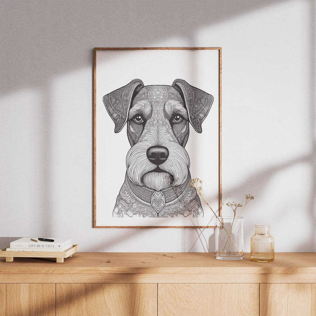 Schnauzer Mandala Black and White Dog Series image 8