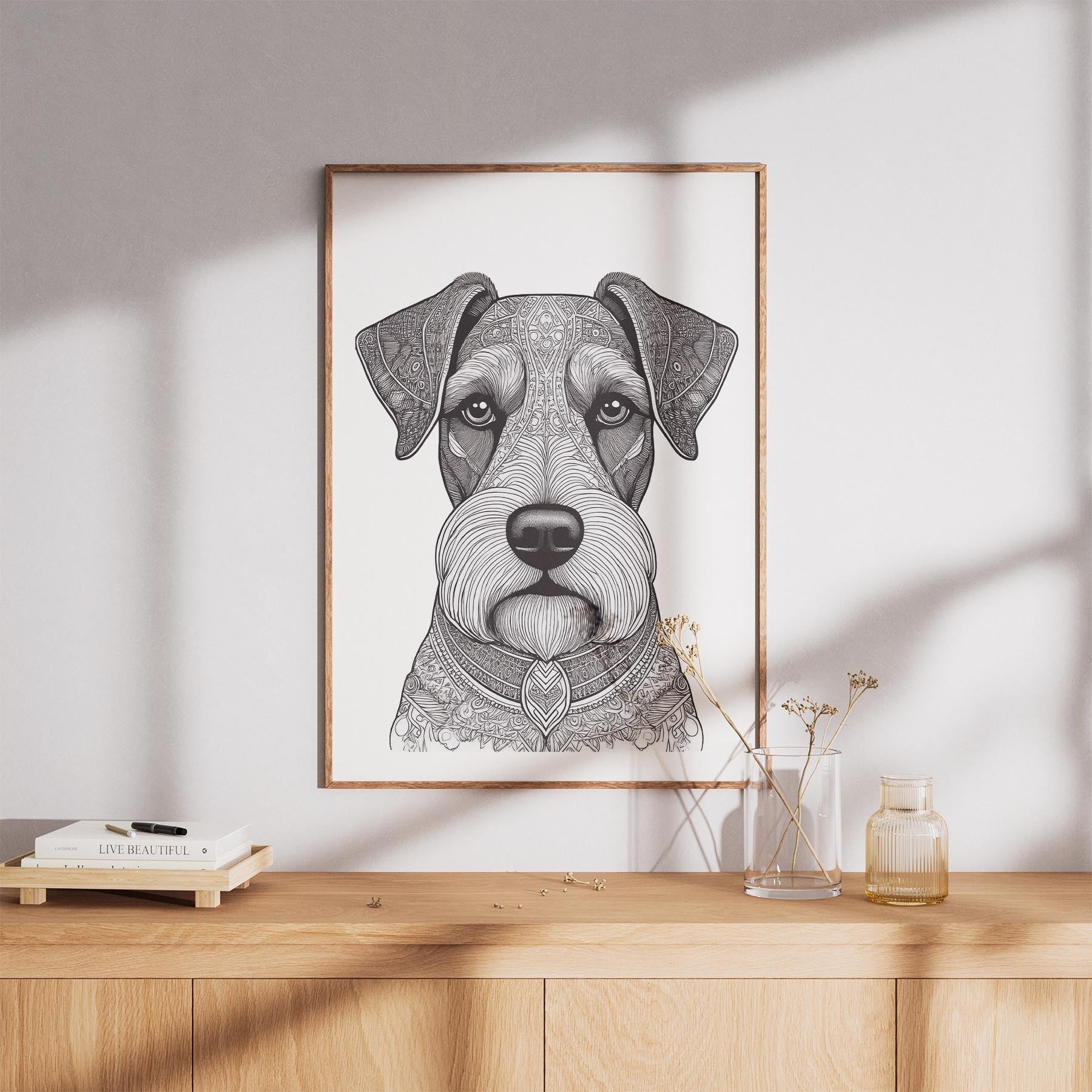 Schnauzer Mandala Black and White Dog Series image 8