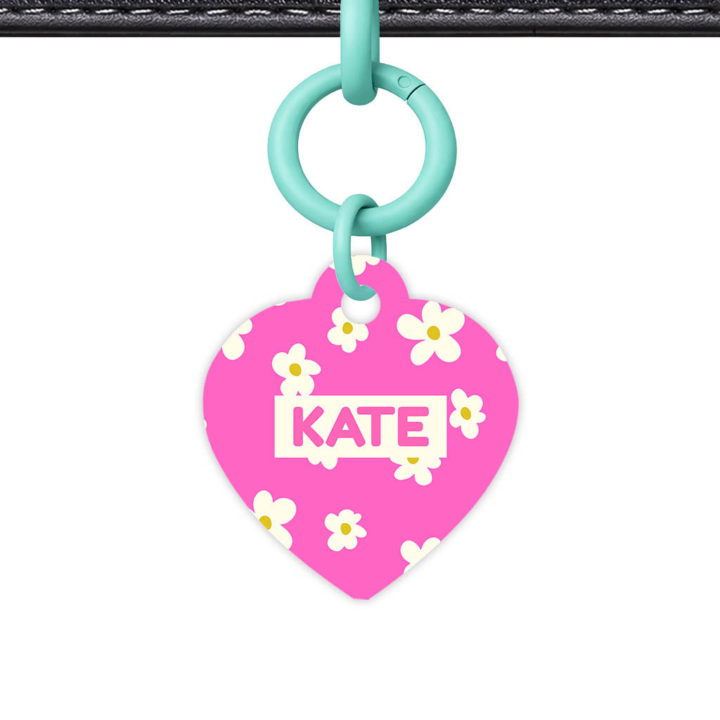 Daisies Pink QR Smart Pet Id Tag Tag (Dog Tag & Cat Tag)