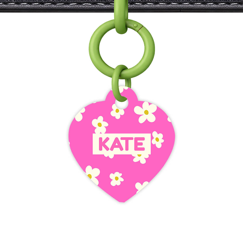 Daisies Pink QR Smart Pet Id Tag Tag (Dog Tag & Cat Tag)
