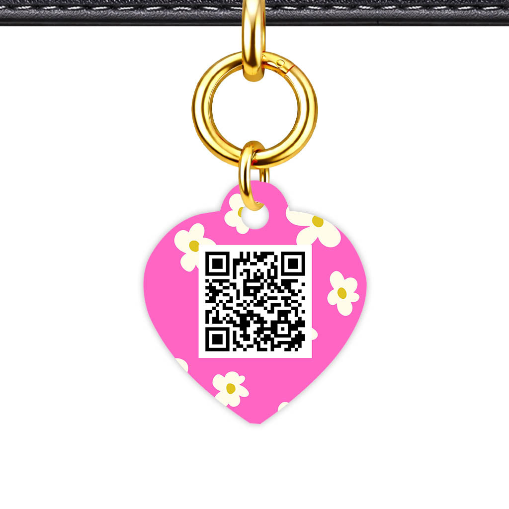 Daisies Pink QR Smart Pet Id Tag Tag (Dog Tag & Cat Tag)