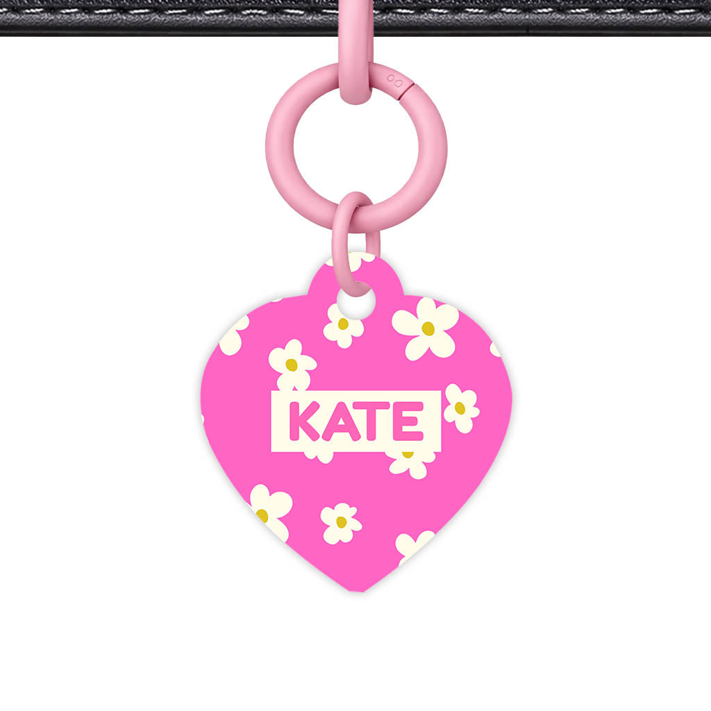 Daisies Pink QR Smart Pet Id Tag Tag (Dog Tag & Cat Tag)