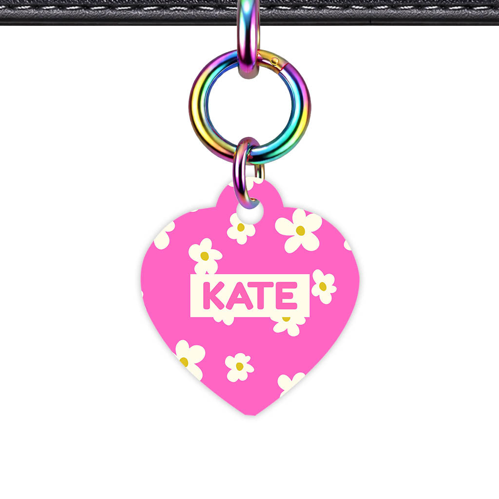 Daisies Pink QR Smart Pet Id Tag Tag (Dog Tag & Cat Tag)