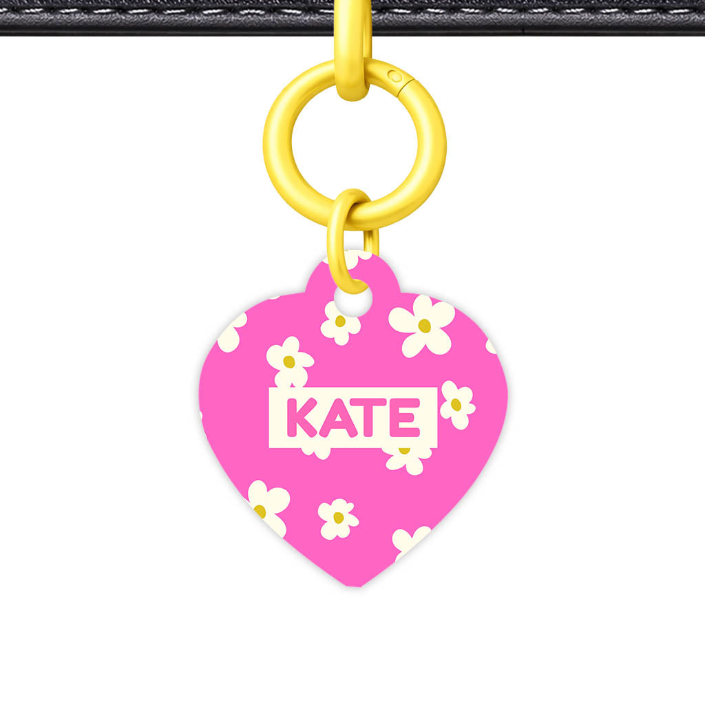 Daisies Pink QR Smart Pet Id Tag Tag (Dog Tag & Cat Tag)