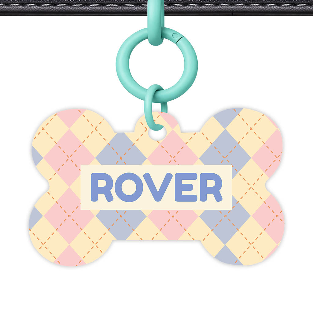 Pink Tweedy Diamonds QR Smart Pet Id Tag Tag (Dog Tag & Cat Tag)