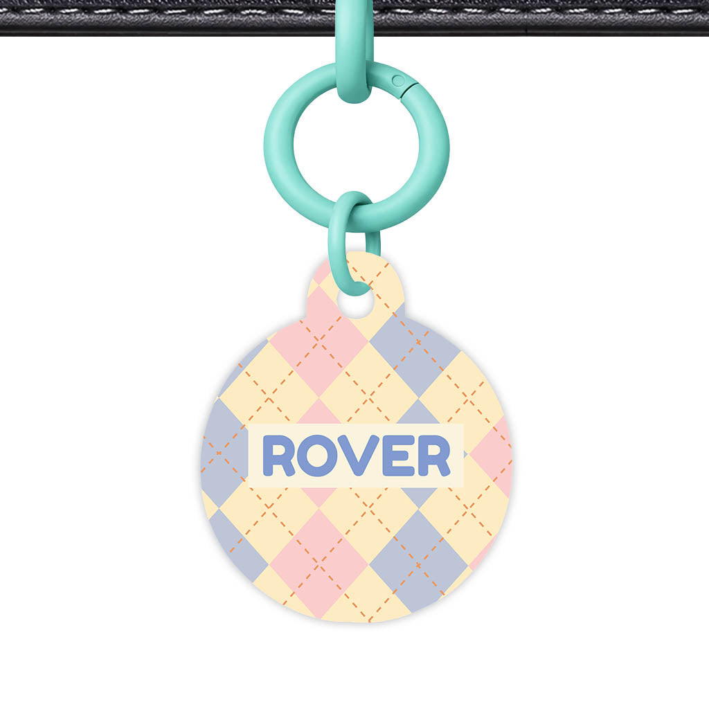 Pink Tweedy Diamonds QR Smart Pet Id Tag Tag (Dog Tag & Cat Tag)