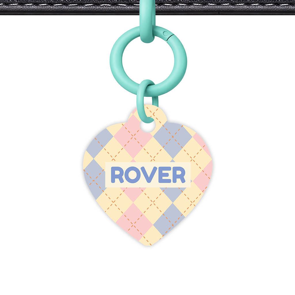Pink Tweedy Diamonds QR Smart Pet Id Tag Tag (Dog Tag & Cat Tag)
