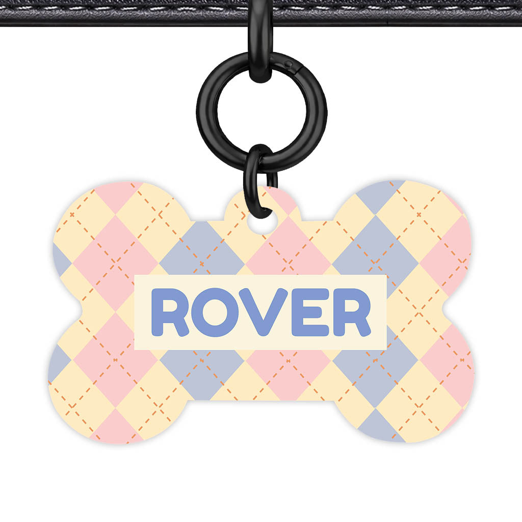 Pink Tweedy Diamonds QR Smart Pet Id Tag Tag (Dog Tag & Cat Tag)