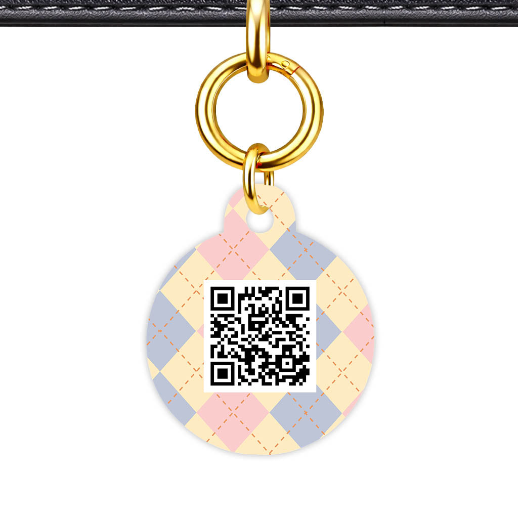 Pink Tweedy Diamonds QR Smart Pet Id Tag Tag (Dog Tag & Cat Tag)