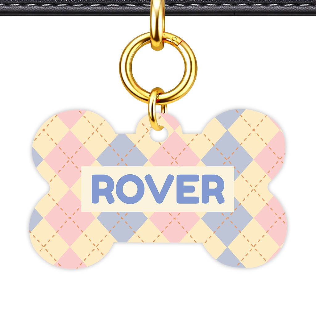 Pink Tweedy Diamonds QR Smart Pet Id Tag Tag (Dog Tag & Cat Tag)