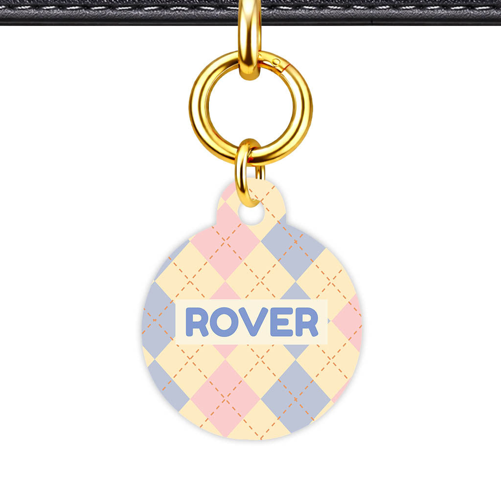 Pink Tweedy Diamonds QR Smart Pet Id Tag Tag (Dog Tag & Cat Tag)