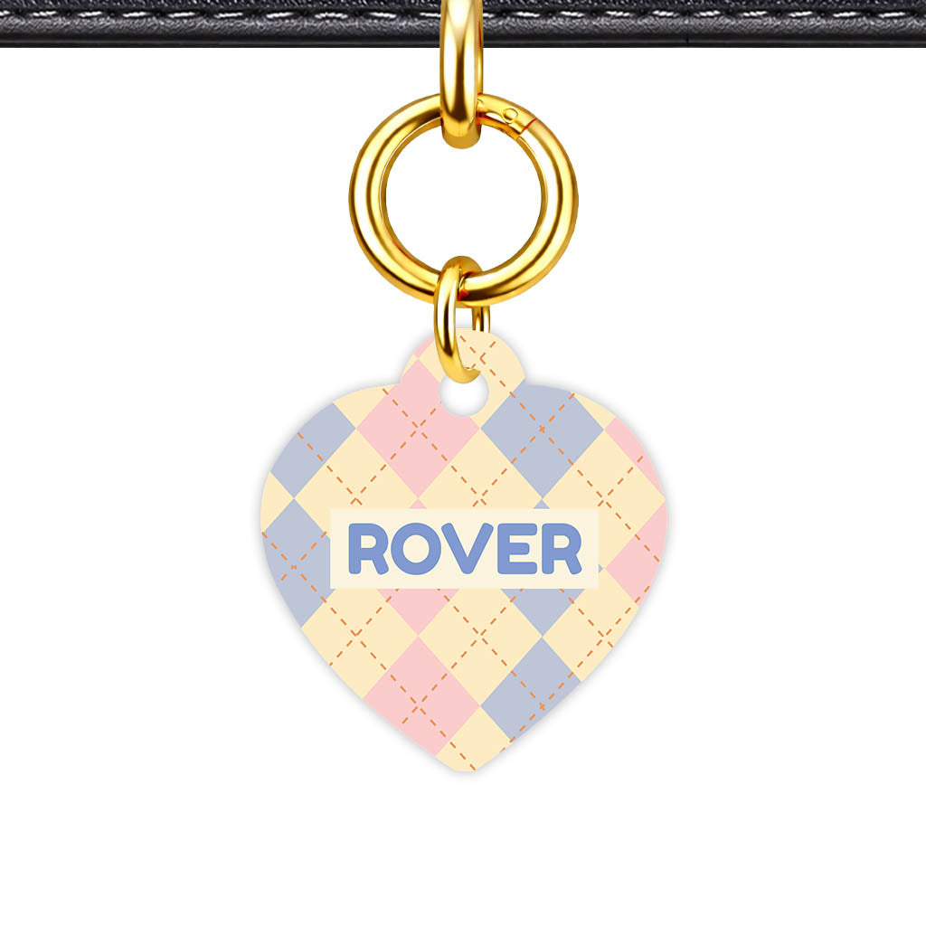 Patterns Dog Tag Gold QR Smart Vol 12 | 5 Designs | Heart Bone Circle | Pet ID Tag - Qr Smart Id Unique Pink Tweedy Diamonds Qr Smart Pet Id Dog Tag And Cat Tag Pattern 0102