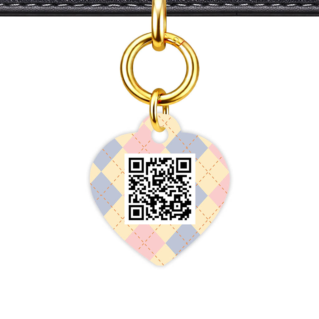 Pink Tweedy Diamonds QR Smart Pet Id Tag Tag (Dog Tag & Cat Tag)