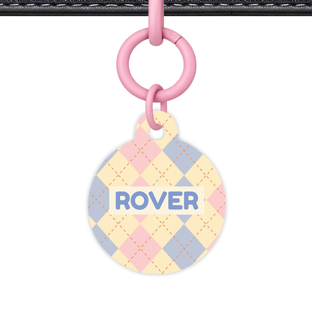 Pink Tweedy Diamonds QR Smart Pet Id Tag Tag (Dog Tag & Cat Tag)