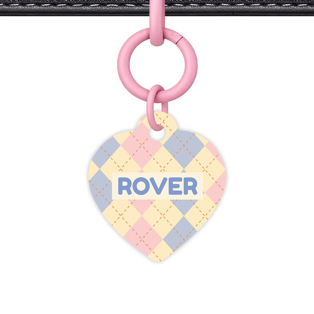 Pink Tweedy Diamonds QR Smart Pet Id Tag Tag (Dog Tag & Cat Tag)