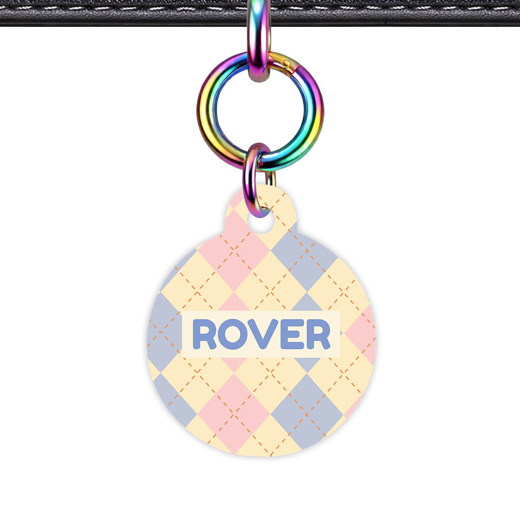 Pink Tweedy Diamonds QR Smart Pet Id Tag Tag (Dog Tag & Cat Tag)