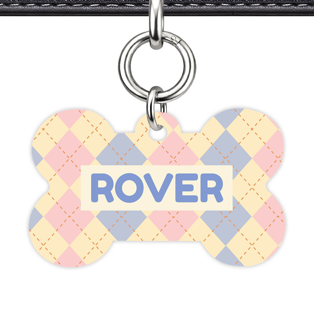 Pink Tweedy Diamonds QR Smart Pet Id Tag Tag (Dog Tag & Cat Tag)