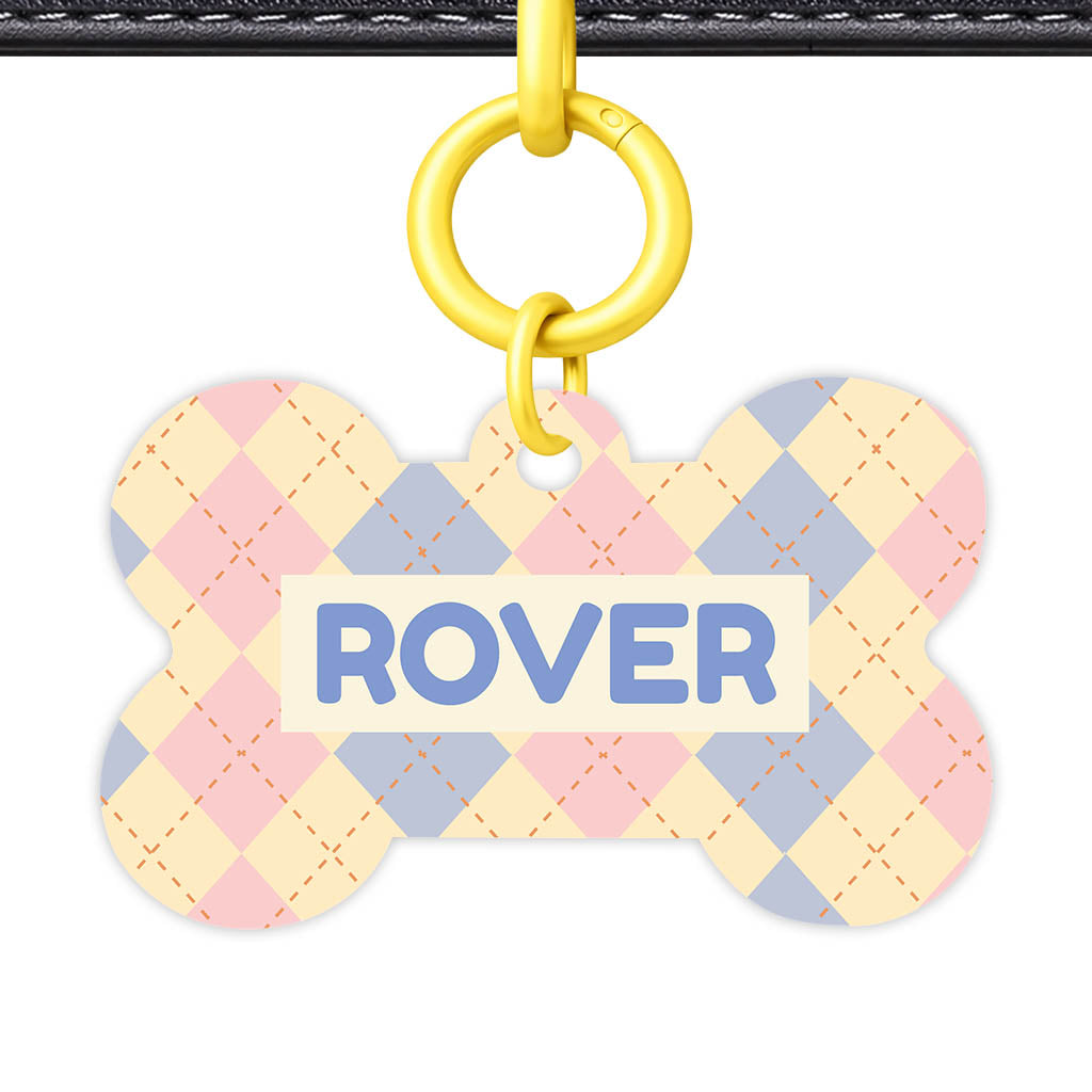 Pink Tweedy Diamonds QR Smart Pet Id Tag Tag (Dog Tag & Cat Tag)