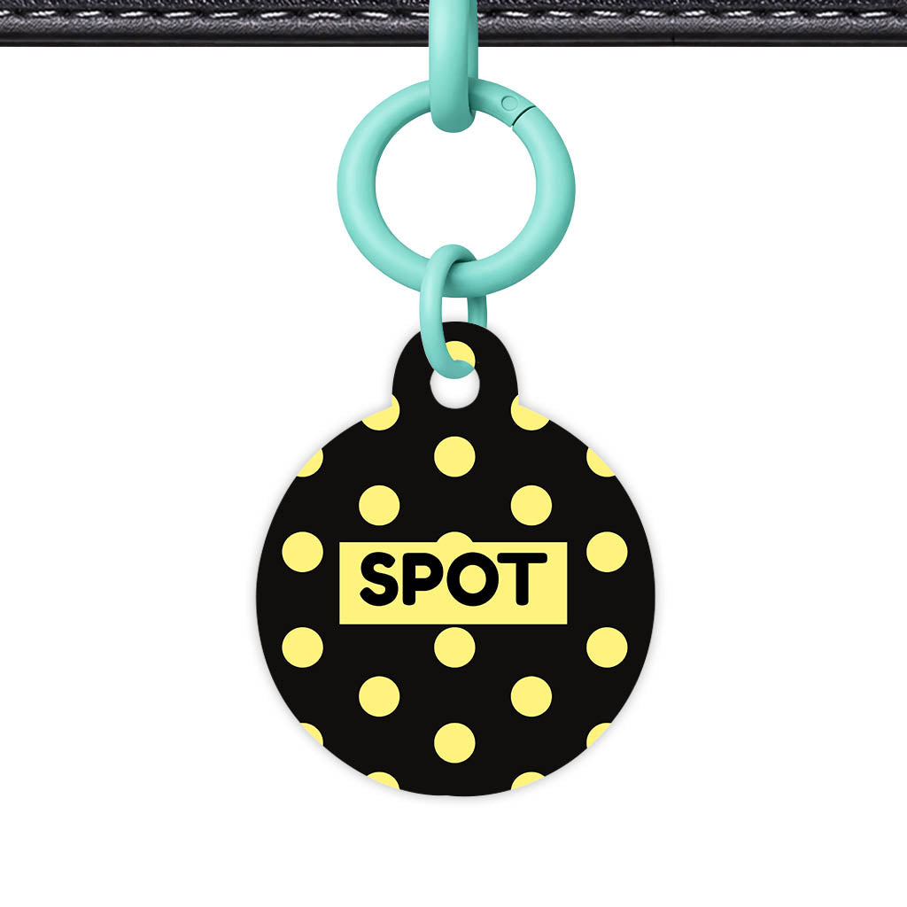 Yellow Black Polka QR Smart Pet Id Tag Tag (Dog Tag & Cat Tag)