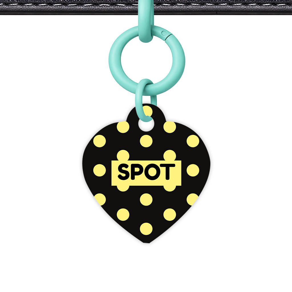 Yellow Black Polka QR Smart Pet Id Tag Tag (Dog Tag & Cat Tag)