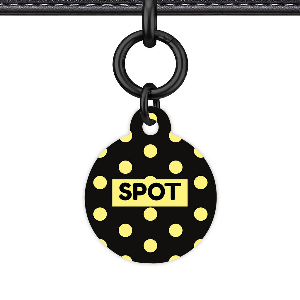 Yellow Black Polka QR Smart Pet Id Tag Tag (Dog Tag & Cat Tag)