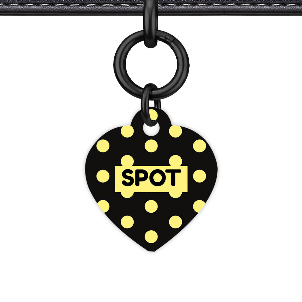 Yellow Black Polka QR Smart Pet Id Tag Tag (Dog Tag & Cat Tag)