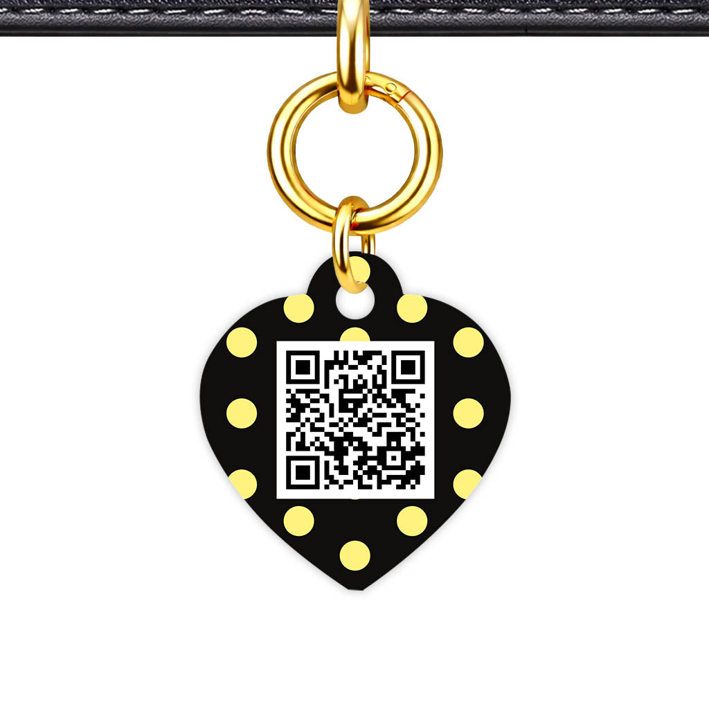 Yellow Black Polka QR Smart Pet Id Tag Tag (Dog Tag & Cat Tag)