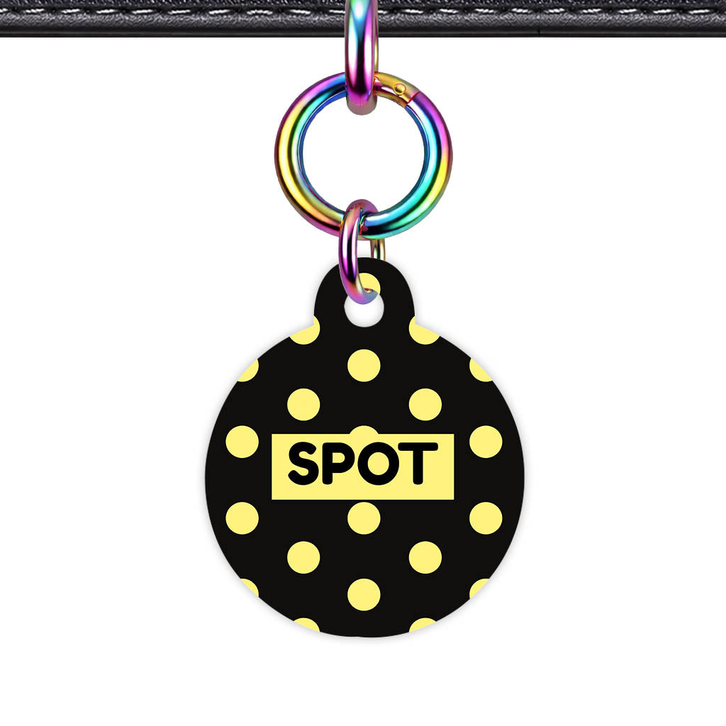 Yellow Black Polka QR Smart Pet Id Tag Tag (Dog Tag & Cat Tag)