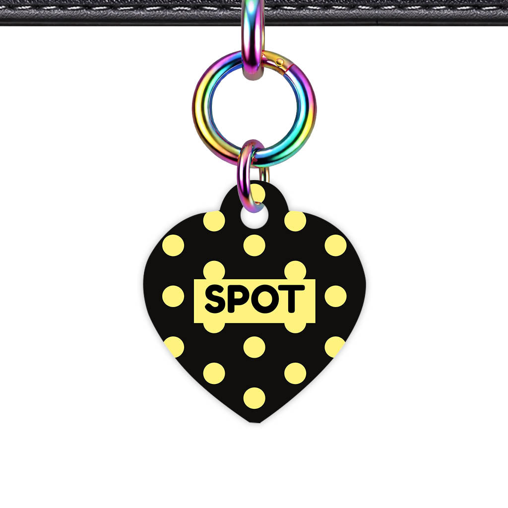 Yellow Black Polka QR Smart Pet Id Tag Tag (Dog Tag & Cat Tag)