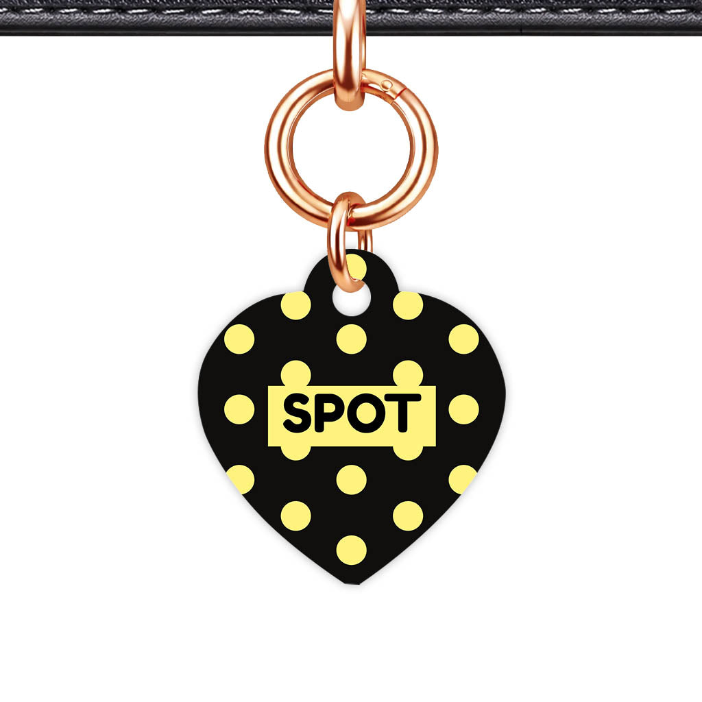 Yellow Black Polka QR Smart Pet Id Tag Tag (Dog Tag & Cat Tag)
