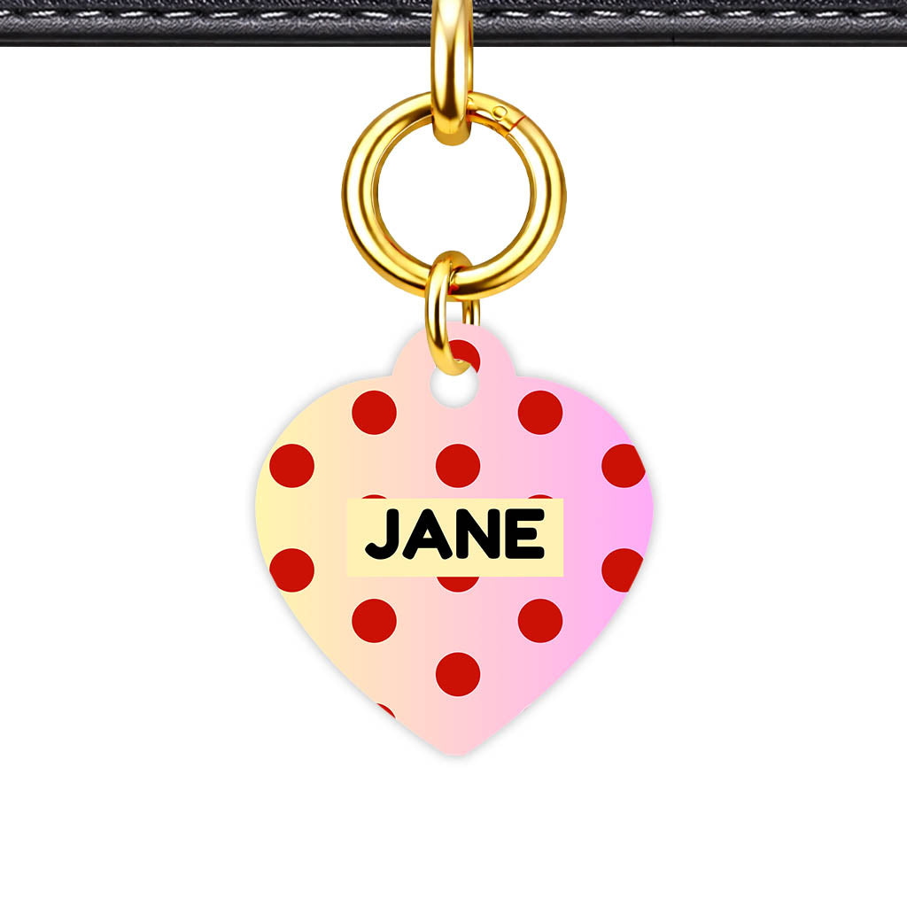 Patterns Dog Tag Gold QR Smart Vol 17 | 3 Designs | Heart Bone Circle | Pet ID Tag - Qr Smart Id Unique Yellow Pink Polka Qr Smart Pet Id Dog Tag And Cat Tag Pattern 0105