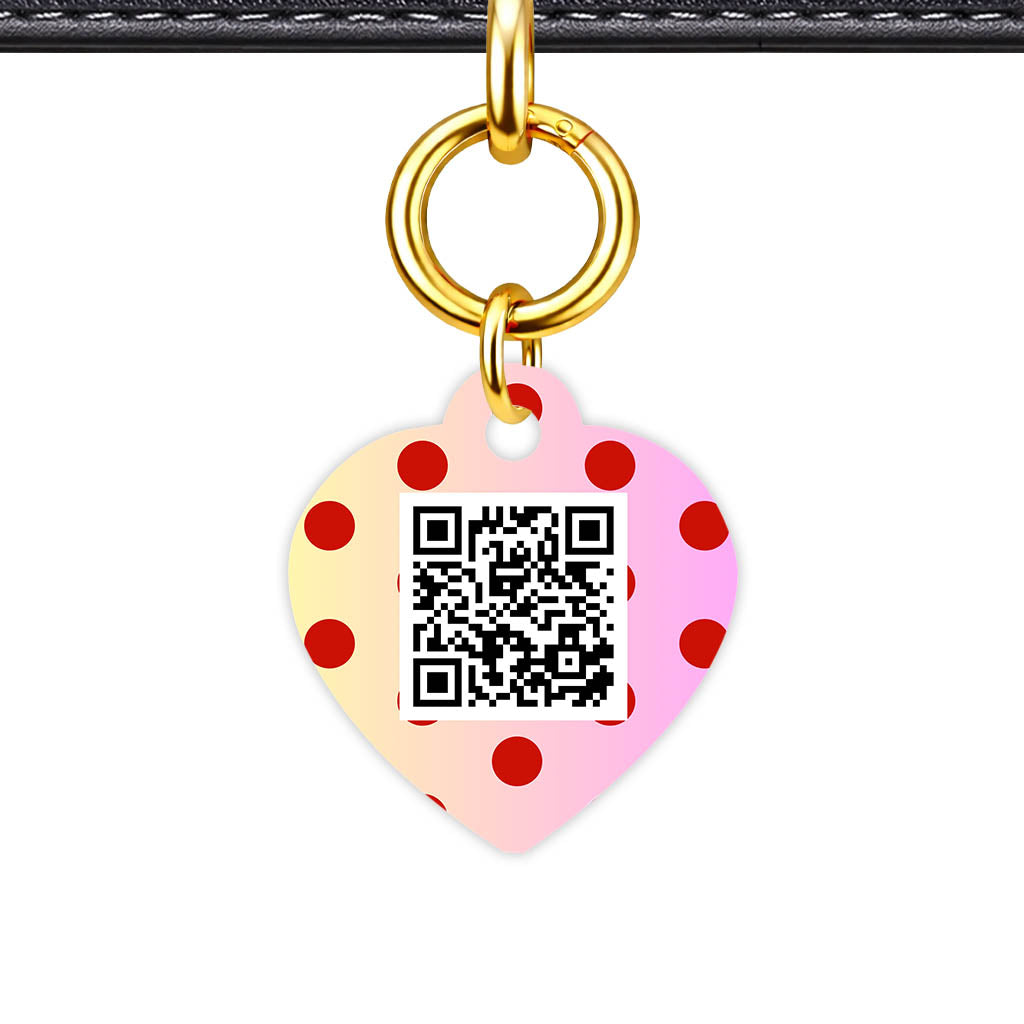 Yellow Pink Polka QR Smart Pet Id Tag Tag (Dog Tag & Cat Tag)