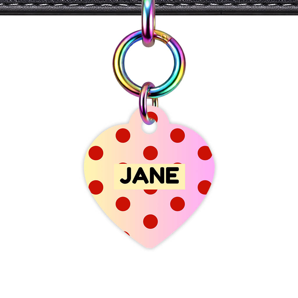 Yellow Pink Polka QR Smart Pet Id Tag Tag (Dog Tag & Cat Tag)