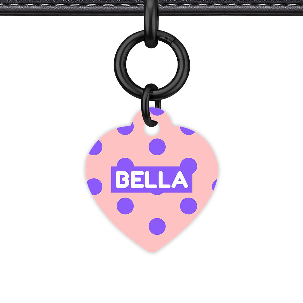 Purple Pink Polka QR Smart Pet Id Tag Tag (Dog Tag & Cat Tag)