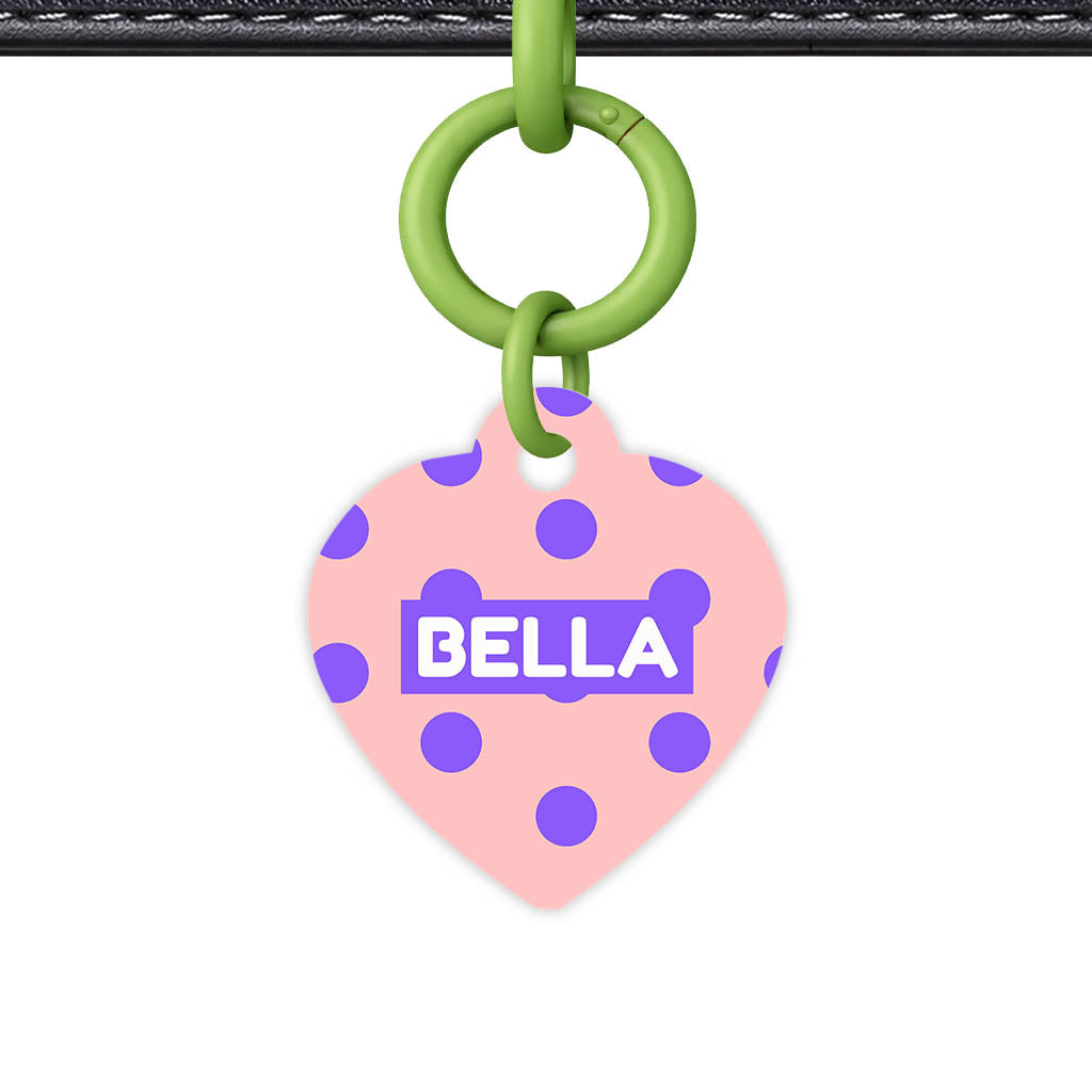Purple Pink Polka QR Smart Pet Id Tag Tag (Dog Tag & Cat Tag)