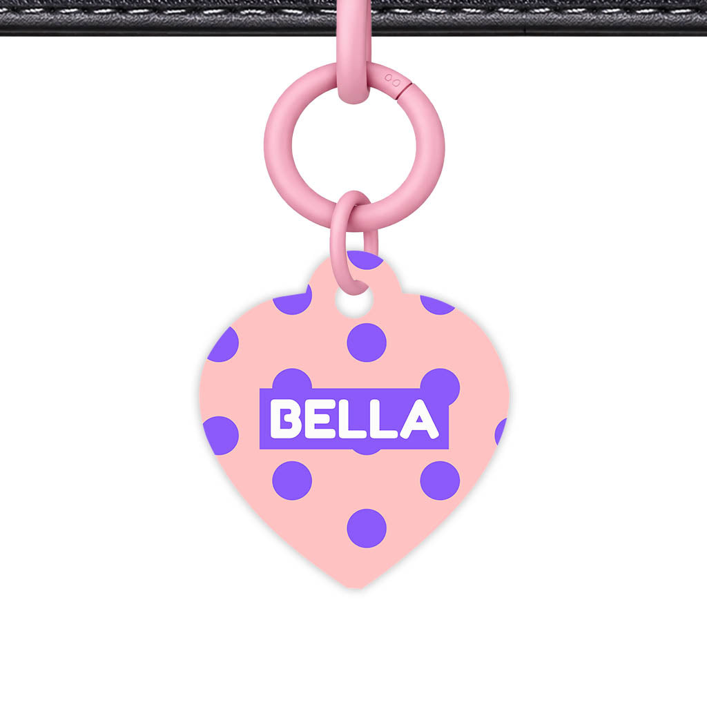 Purple Pink Polka QR Smart Pet Id Tag Tag (Dog Tag & Cat Tag)