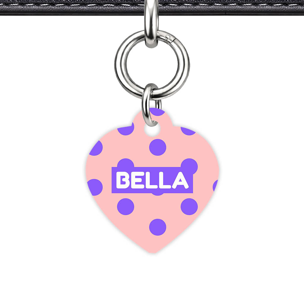 Purple Pink Polka QR Smart Pet Id Tag Tag (Dog Tag & Cat Tag)