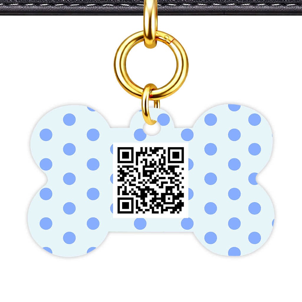 Blues Polka QR Smart Pet Id Tag Tag (Dog Tag & Cat Tag)