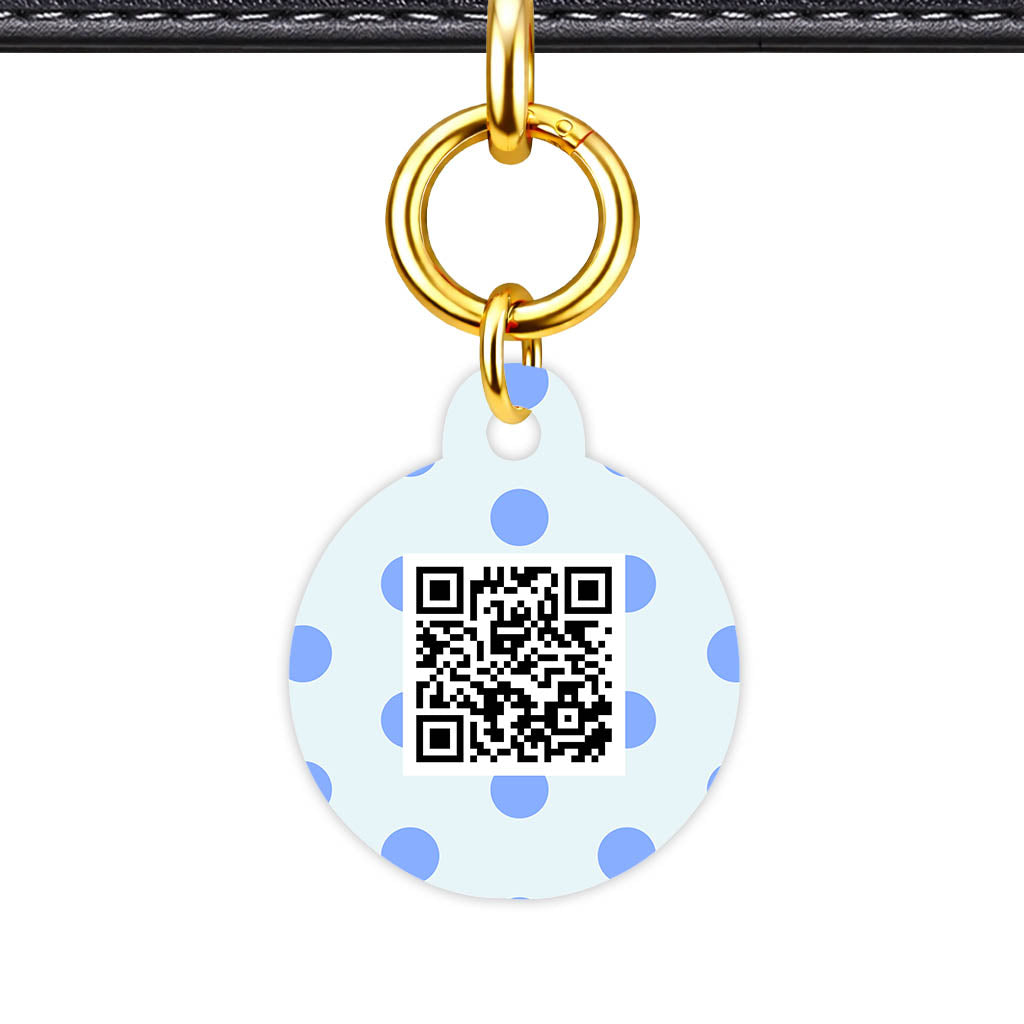 Blues Polka QR Smart Pet Id Tag Tag (Dog Tag & Cat Tag)
