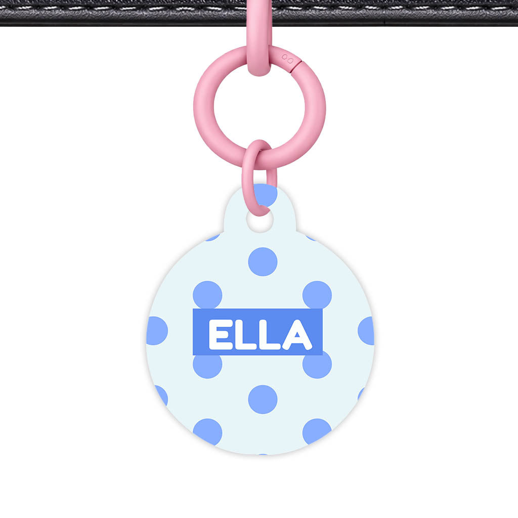 Blues Polka QR Smart Pet Id Tag Tag (Dog Tag & Cat Tag)