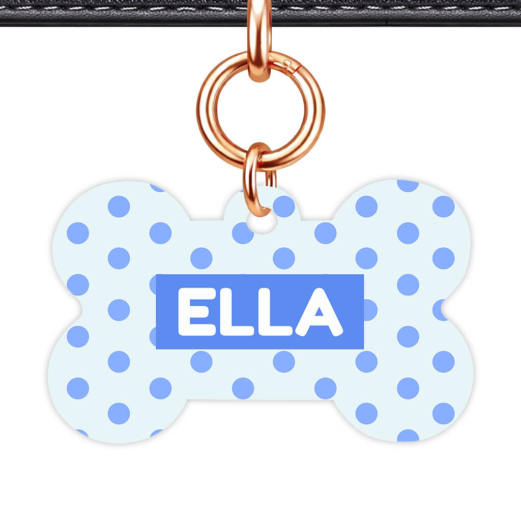 Blues Polka QR Smart Pet Id Tag Tag (Dog Tag & Cat Tag)