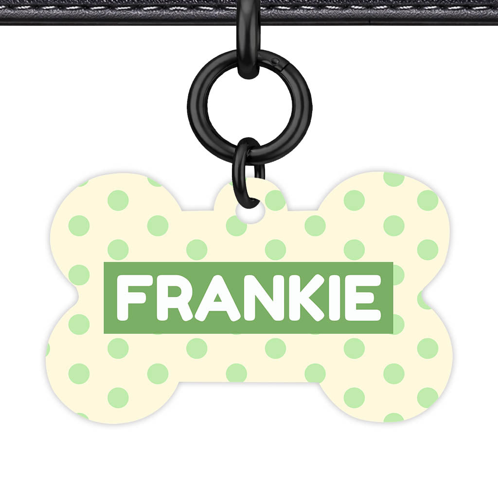 Green and Yellow Polka QR Smart Pet Id Tag Tag (Dog Tag & Cat Tag)